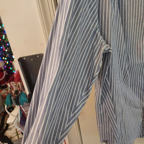 Lane Bryant Striped Embellished Collar Button Up Long Sleeve Blouse in Size 24 - Picture 9 of 11